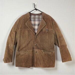 Vintage Genuine Lamb Suede Leather Trachten Jacket Men's 58 US Sz XXL Brown